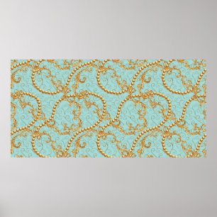 Rokoko golden Elemente nahtlos Muster. Gold-Text Poster