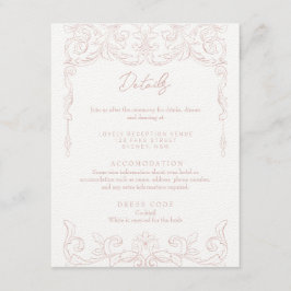 Rokoko-Hochzeitskarte für Rosa Begleitkarte