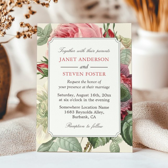 Rokoko Inspo Vintage Botanische Blumenhochzeit Einladung (Von Creator hochgeladen)