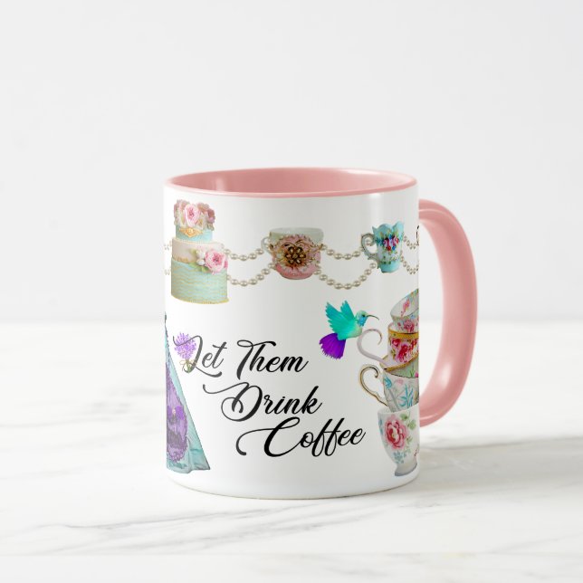 Rokoko Marie Antoinette Ließ ihnen Trinkkaffee Tasse (VorderseiteRechts)