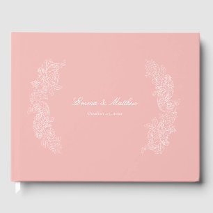 Rokoko Marie Antoinette Pink Botanisches Wappen Gästebuch