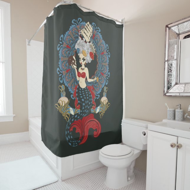 Rokoko Mermaid Art Nouveau Duschvorhang (Beispiel)