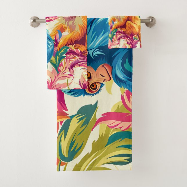 Rokoko Monkey Pattern Badhandtuch Set (Insitu)