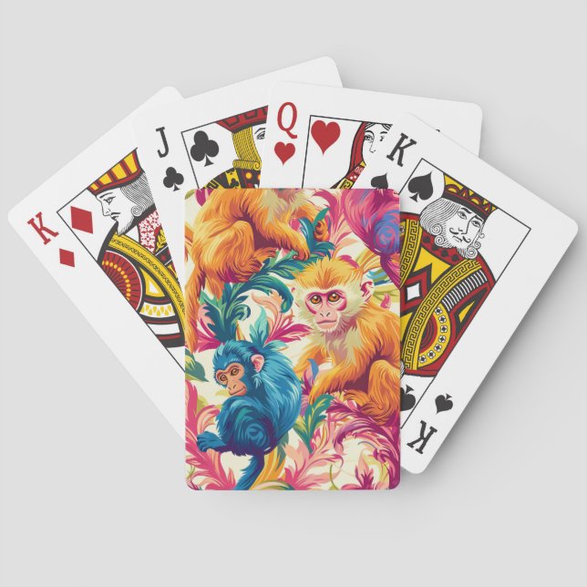 Rokoko Monkey Pattern Spielkarten (Rückseite)
