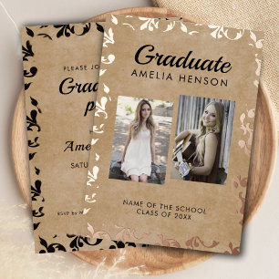 Rokoko Old Paper Graduate Foto Collage Abschluss Folieneinladung