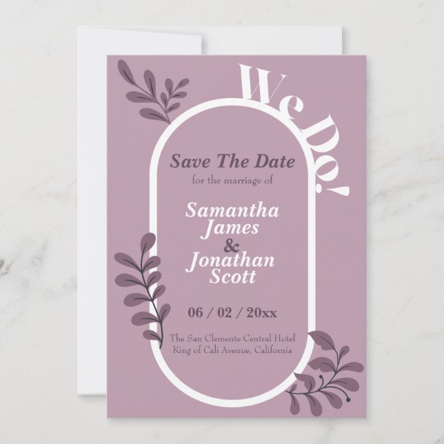Rokoko Pink Simple Wedding Save the Date Einladung (Vorderseite)