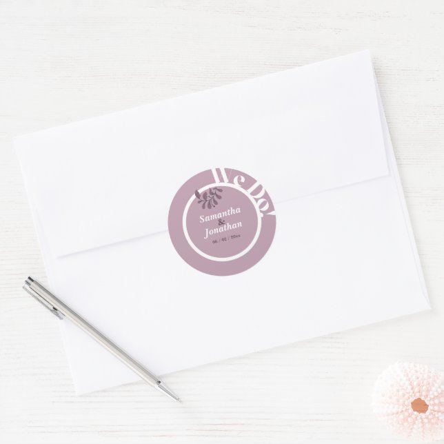 Rokoko Pink Simple Wedding Umschlag Aufkleber (Umschlag)