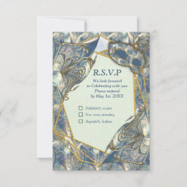 Rokoko Rich mit Gold Relief & Mask RSVP Karte