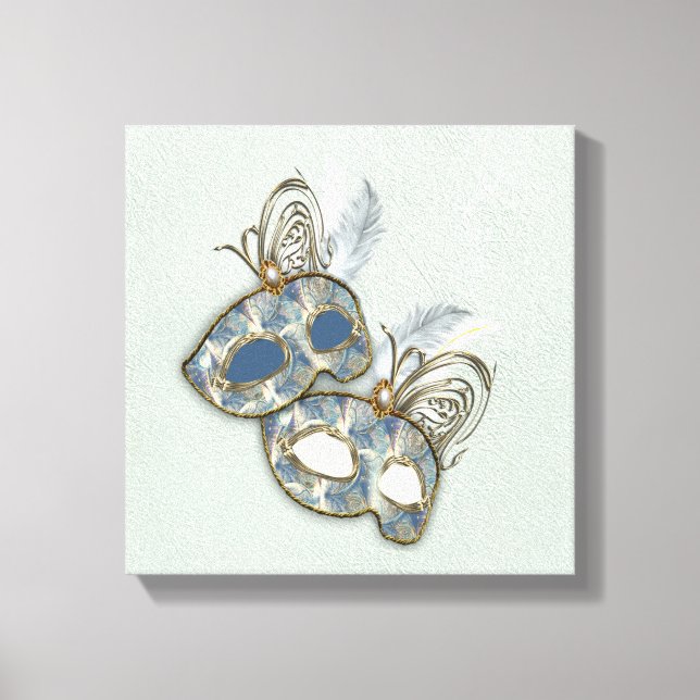 Rokoko Rich Muster-Design mit Masken Leinwanddruck (Vorderseite)