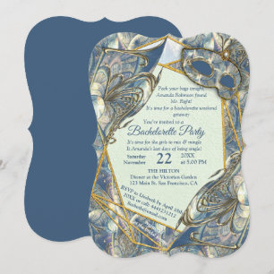 Rokoko Rich Romantic Gold Reliefs & Mask Einladung