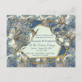 Rokoko Rich Romantic Gold Reliefs & Mask Einladungspostkarte