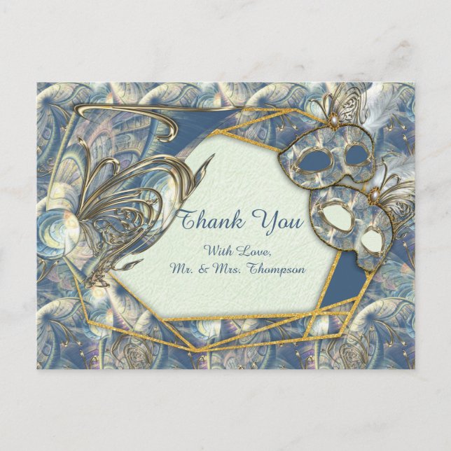 Rokoko Rich Romantic Gold Reliefs & Mask Postkarte (Vorderseite)