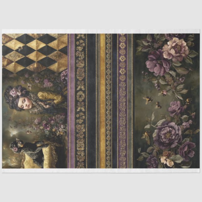 Rokoko-Summen, Bienen-Thema, MixnMatch-Collage Seidenpapier (Vorderseite)