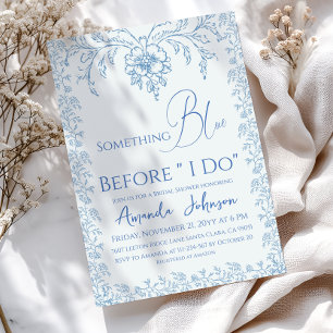 Rokoko Toile de Jouy Blue Floral Brautparty Einladung