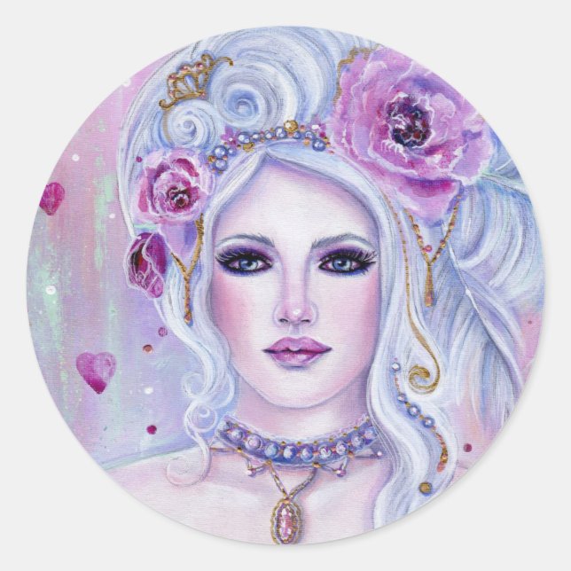 Rokoko Valentine Fantasy Art von Renee Lavoie Runder Aufkleber (Vorderseite)