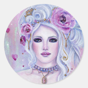 Rokoko Valentine Fantasy Art von Renee Lavoie Runder Aufkleber