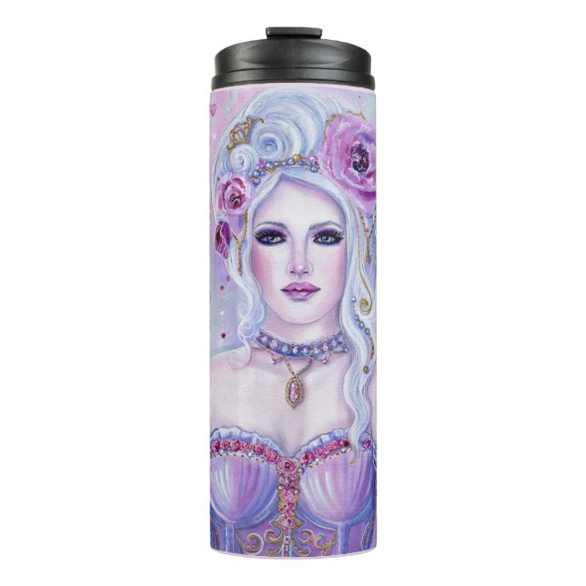 Rokoko Valentine Fantasy Art von Renee Lavoie Thermosbecher (Vorderseite)