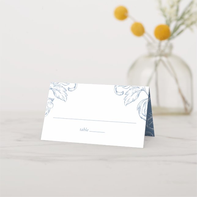 Rokoko Vintag Blue Wedding RSVP Platzkarte (Vorderseite)