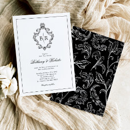 Rokoko Vintag Monogram Wedding Einladung