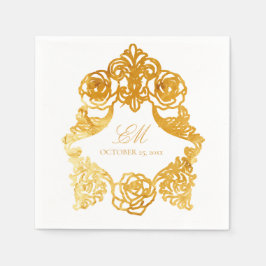 Rokoko Wappen Monogram Golden Foil Wedellogo Serviette