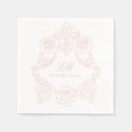 Rokoko-Wappen-Monogramm-Rosa-Hochzeitslogo Serviette