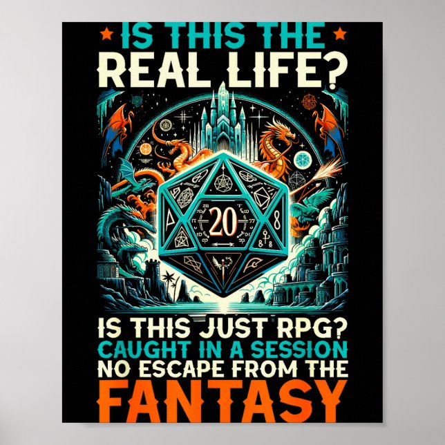 Role Playing Game Rpg Master D20 Tabletop Funny Rp Poster (Vorne)