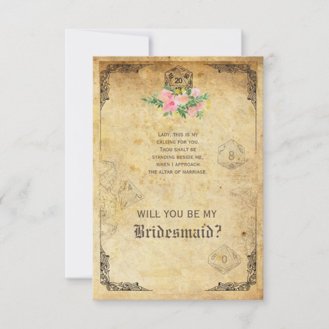 Roleplay Gamer Werden Sie meine Bridesmaid? Einladung (Vorderseite)
