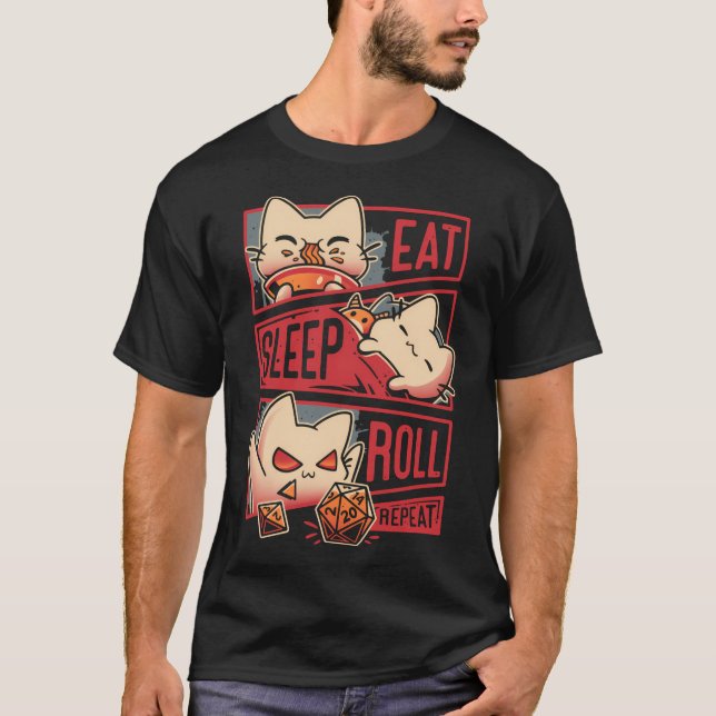 Roleplayer Routine - Kitten Dice Roll T-Shirt (Vorderseite)