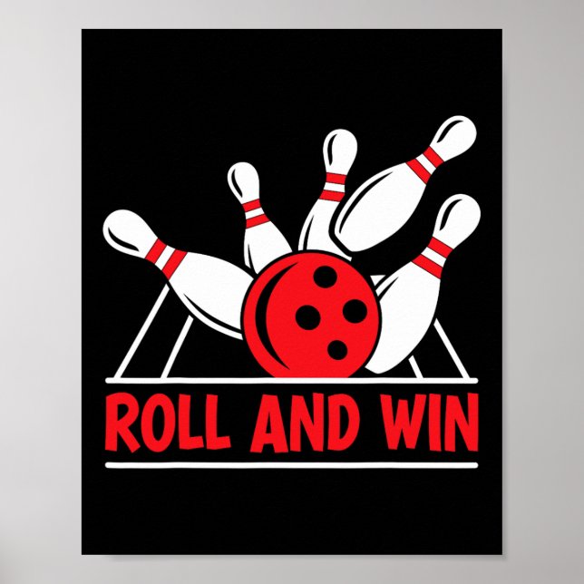 Roll And Win Bowling-Spieler Lustiger Bowler  Poster (Vorne)