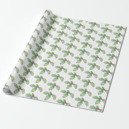 Roll Gift Wrap Paper Holly Jolly Print Geschenkpapier