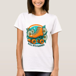 "Roll in Summer" Retro Roller Skate T - Shirt