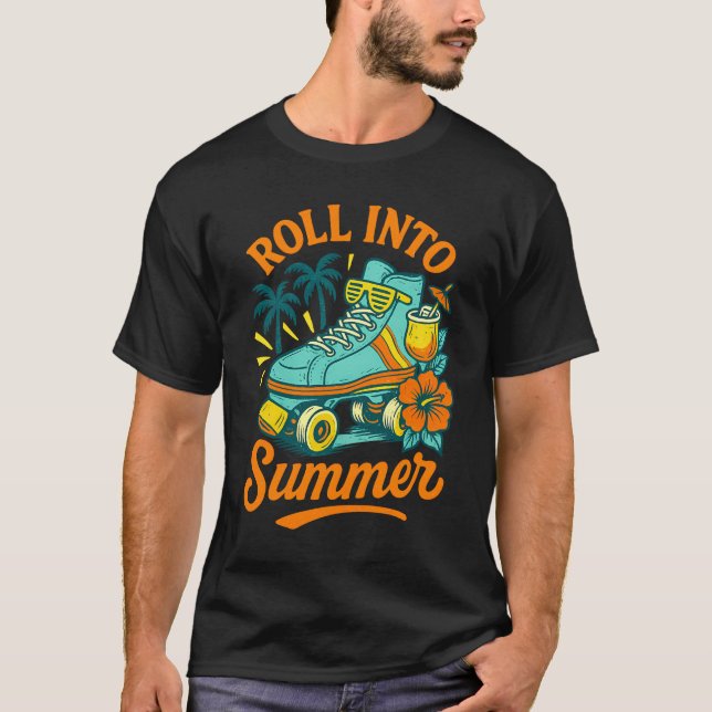 Roll in Summer Retro Roller Skate T-Shirt (Vorderseite)