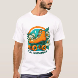 "Roll in Summer" Retro Roller Skate T - Shirt