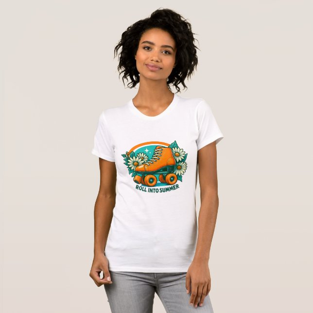 "Roll in Summer" Retro Roller Skate T - Shirt (Vorne ganz)