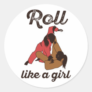 Roll Like a Girl Jiu Jitus Runder Aufkleber