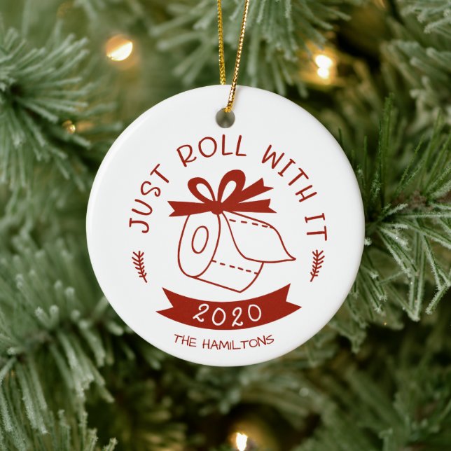 Roll mit es lustig Covid Weihnachten Keramik Ornament (Baum)