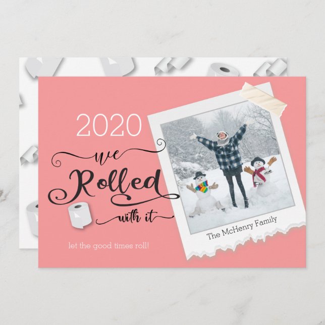 Roll mit ihm Foto Weihnachtskarte Einladung (Vorne/Hinten)