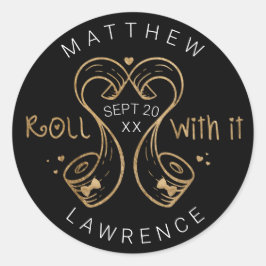 Roll mit LGBTQ Gold Toilettenpapier Save the Date Runder Aufkleber