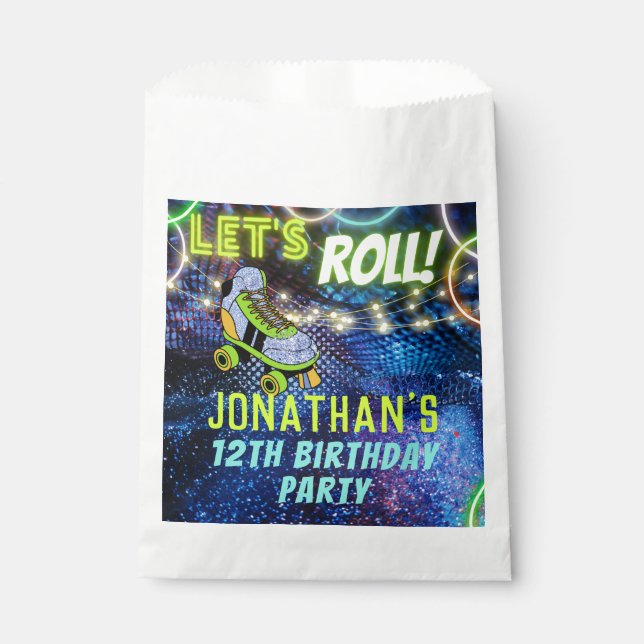 Roll Neon Glow Party für seine Jungs Männer Blau Geschenktütchen (Vorderseite)