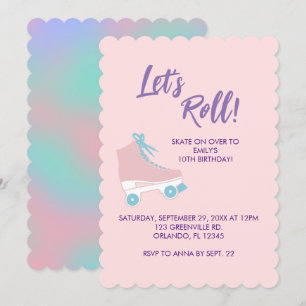 Roll Pink 90er-Mädchen Roller Rink Geburtstag Einladung