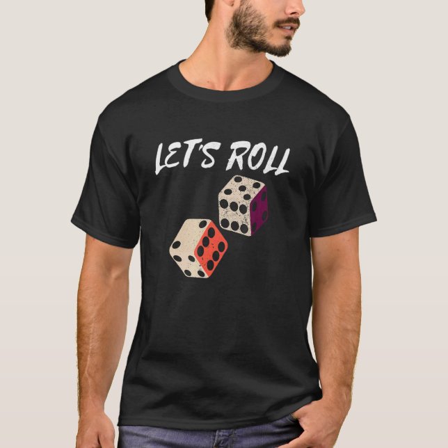 Roll Retro Dice Player Game Night Party Casi T-Shirt (Vorderseite)