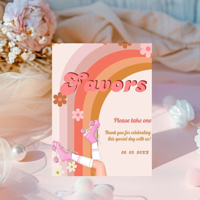 Roll Retro Groovy Roller Skate Favoriten Zeichen Sockelschild (Von Creator hochgeladen)