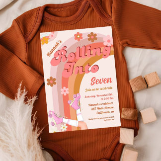 Roll Retro Groovy Roller Skate Geburtstag Teil Einladung