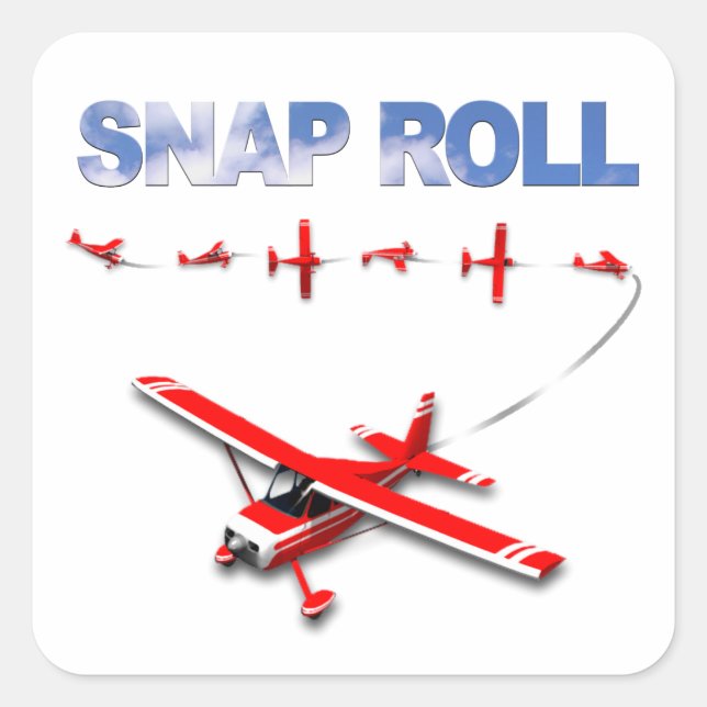 Roll-Roll-Manöver mit rotem Flugzeug Quadratischer Aufkleber (Vorderseite)