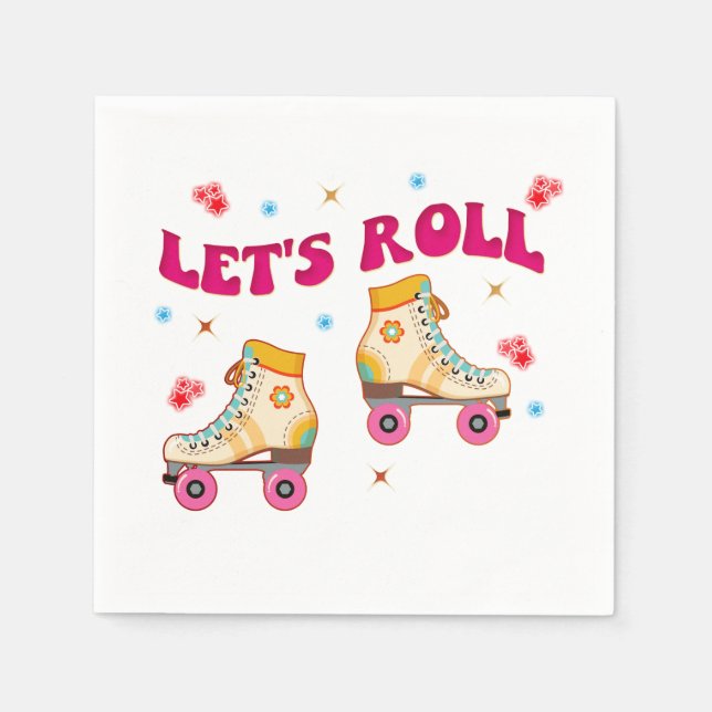 Roll Roller Skate Retro Skater Liebhaber Serviette (Vorderseite)
