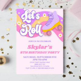 Roll Roller Skate Skaten Geburtstagsparty Einladung