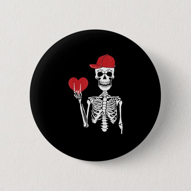 Roll Skeleton Hands Herz Valentinstag Skull Button (Vorderseite)