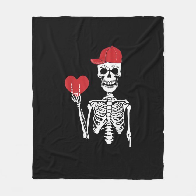 Roll Skeleton Hands Herz Valentinstag Skull Fleecedecke (Vorderseite)