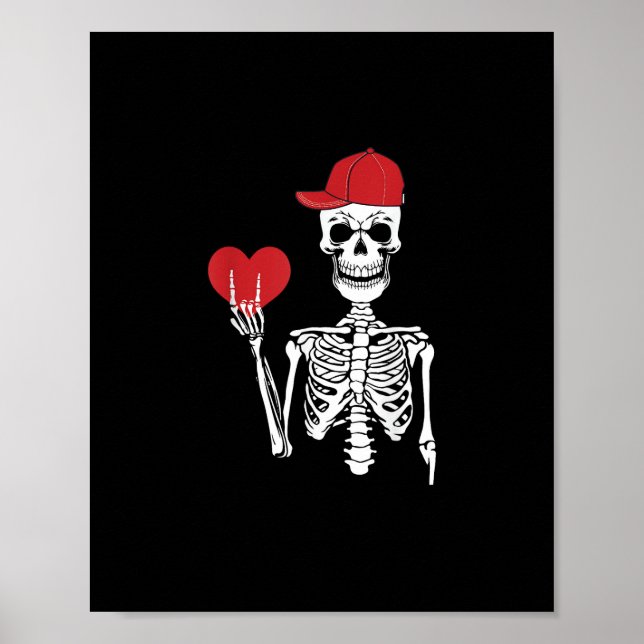 Roll Skeleton Hands Herz Valentinstag Skull Poster (Vorne)