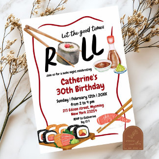 Roll Sushi Night Japanisch Geburtstagseinladung Einladung